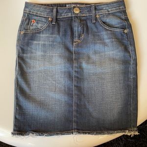 NWOT HUDSON JEANS DARK BLUE DENIM PENCIL SKIRT! DESTROYED WASH! SZ 23!